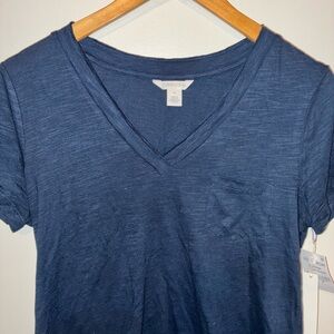 Caslon Navy V-Neck Pocket Tee